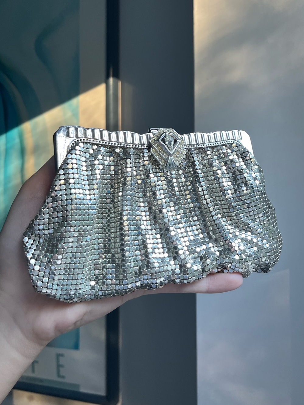 1930s Whiting & Davis Crystal Mesh Bag